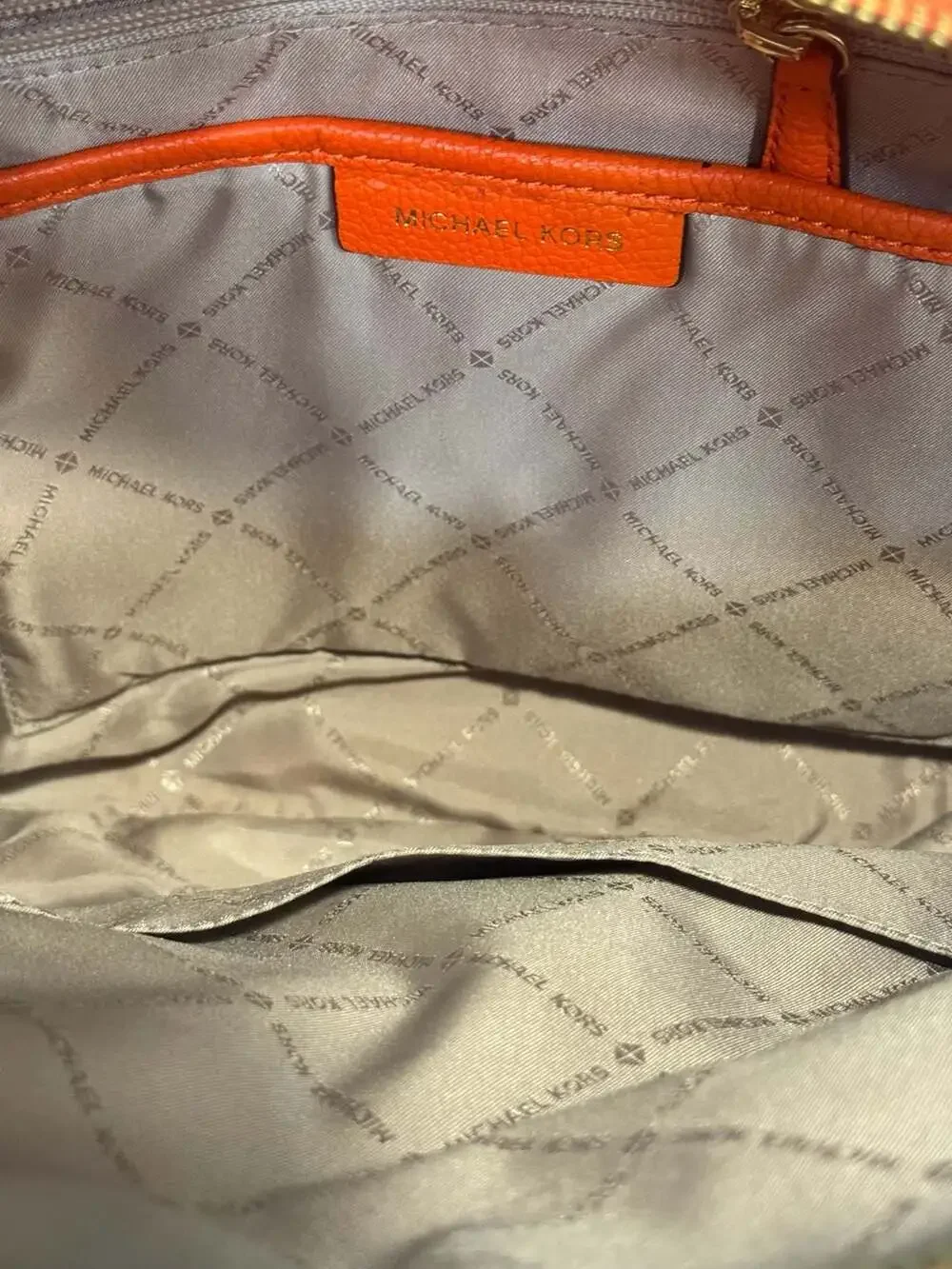 Michael Kors Orange Pebbled Leather Backpack Gold Hardware Travel Bookbag Purse